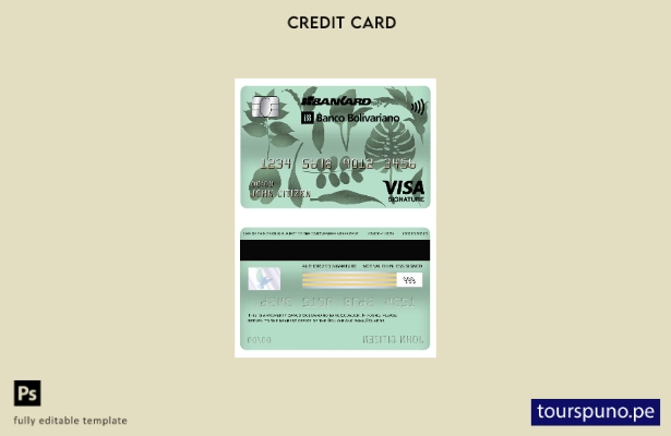 listo para imprimir plantilla de tarjeta de firma de visa bancaria del Banco Bol